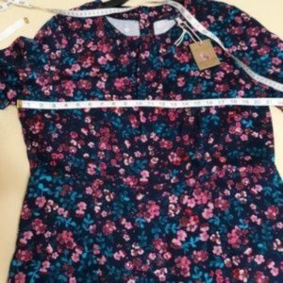 Joules Long Sleeve Dress with Pink Floral on Navy - Picture 6 of 9